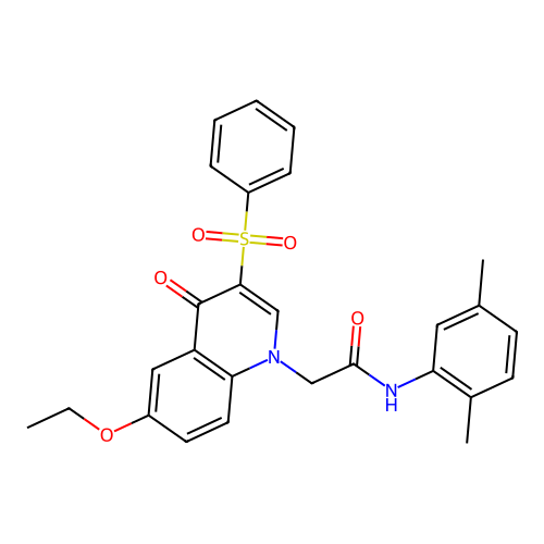 2-[3-(benzenesulfonyl)-6-ethoxy-4-oxo-1,4-dihydroquinolin-1-yl]-N-(2,5-dimethylphenyl)acetamide structure