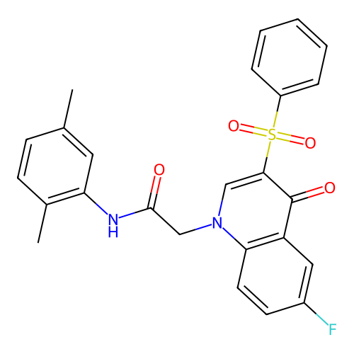 2-[3-(benzenesulfonyl)-6-fluoro-4-oxo-1,4-dihydroquinolin-1-yl]-N-(2,5-dimethylphenyl)acetamide structure