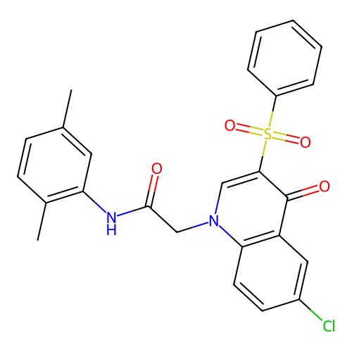 2-[3-(benzenesulfonyl)-6-chloro-4-oxo-1,4-dihydroquinolin-1-yl]-N-(2,5-dimethylphenyl)acetamide structure