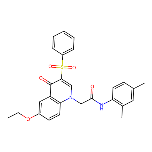 2-[3-(benzenesulfonyl)-6-ethoxy-4-oxo-1,4-dihydroquinolin-1-yl]-N-(2,4-dimethylphenyl)acetamide structure