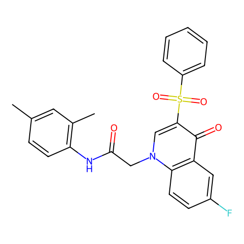 2-[3-(benzenesulfonyl)-6-fluoro-4-oxo-1,4-dihydroquinolin-1-yl]-N-(2,4-dimethylphenyl)acetamide structure