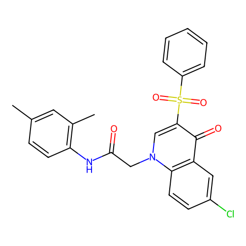 2-[3-(benzenesulfonyl)-6-chloro-4-oxo-1,4-dihydroquinolin-1-yl]-N-(2,4-dimethylphenyl)acetamide structure