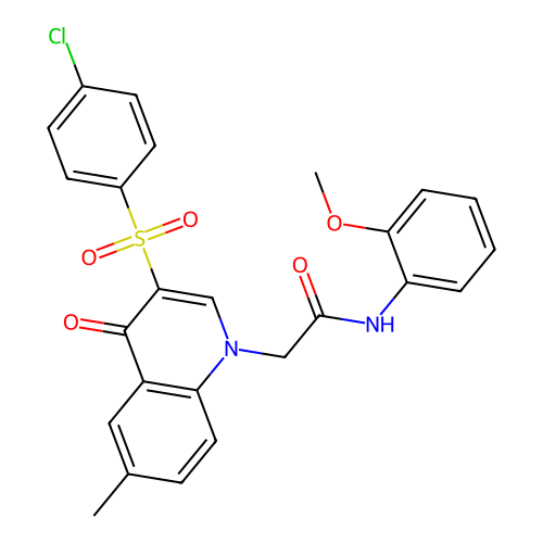 2-[3-(4-chlorobenzenesulfonyl)-6-methyl-4-oxo-1,4-dihydroquinolin-1-yl]-N-(2-methoxyphenyl)acetamide structure