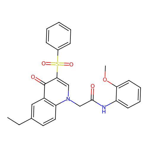 2-[3-(benzenesulfonyl)-6-ethyl-4-oxoquinolin-1-yl]-N-(2-methoxyphenyl)acetamide structure