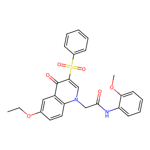 2-[3-(benzenesulfonyl)-6-ethoxy-4-oxoquinolin-1-yl]-N-(2-methoxyphenyl)acetamide structure