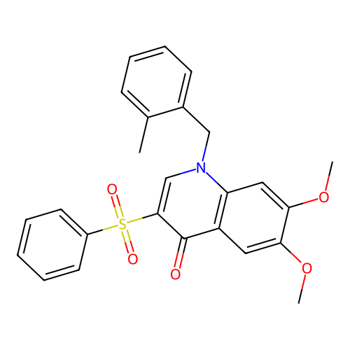 3-(Benzenesulfonyl)-6,7-dimethoxy-1-[(2-methylphenyl)methyl]quinolin-4-one structure