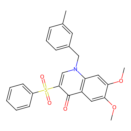 3-(benzenesulfonyl)-6,7-dimethoxy-1-[(3-methylphenyl)methyl]-1,4-dihydroquinolin-4-one structure