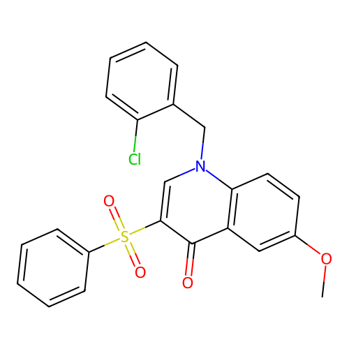 1-(2-chlorobenzyl)-6-methoxy-3-(phenylsulfonyl)quinolin-4(1H)-one structure
