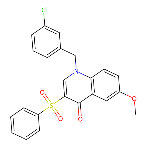 3-(Benzenesulfonyl)-1-[(3-chlorophenyl)methyl]-6-methoxyquinolin-4-one structure
