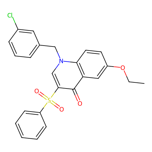 1-(3-chlorobenzyl)-6-ethoxy-3-(phenylsulfonyl)quinolin-4(1H)-one structure