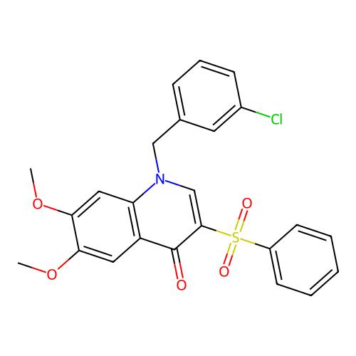 1-(3-chlorobenzyl)-6,7-dimethoxy-3-(phenylsulfonyl)quinolin-4(1H)-one structure