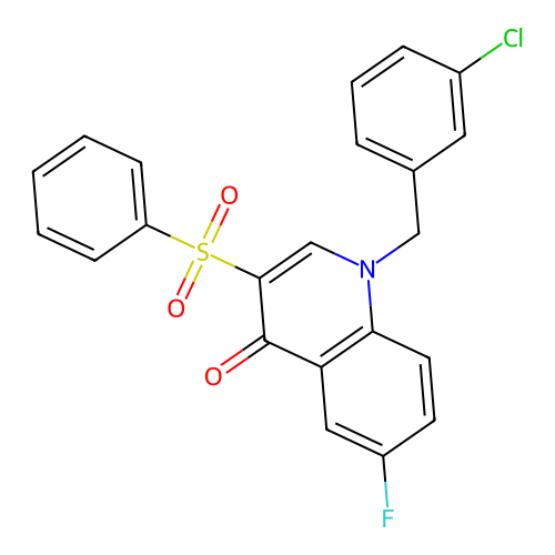 1-(3-chlorobenzyl)-6-fluoro-3-(phenylsulfonyl)quinolin-4(1H)-one structure