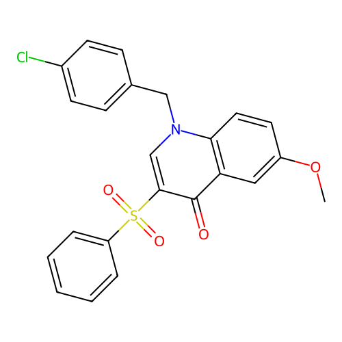 3-(Benzenesulfonyl)-1-[(4-chlorophenyl)methyl]-6-methoxyquinolin-4-one structure