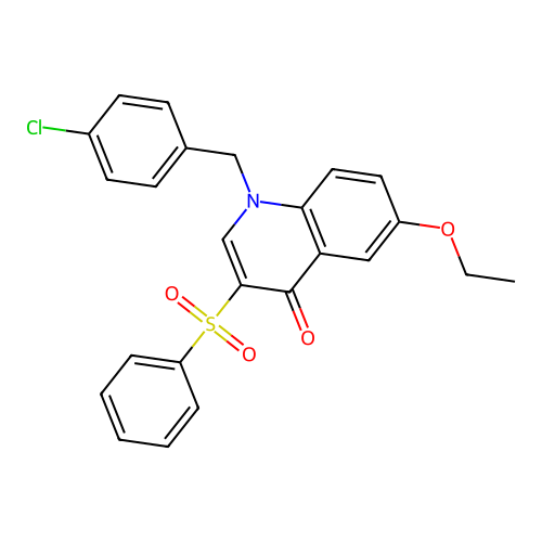 1-(4-chlorobenzyl)-6-ethoxy-3-(phenylsulfonyl)quinolin-4(1H)-one structure