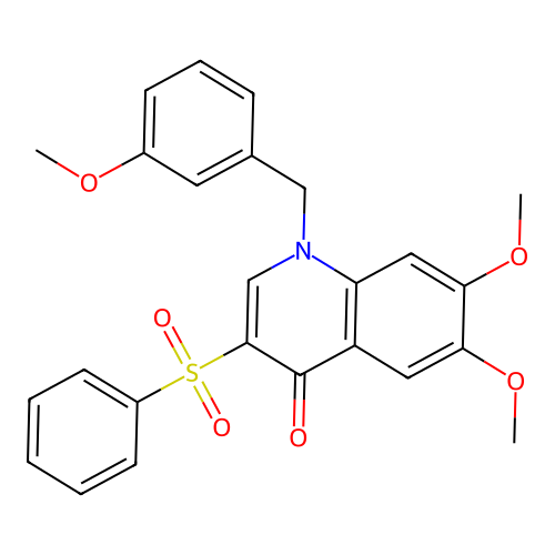 3-(Benzenesulfonyl)-6,7-dimethoxy-1-[(3-methoxyphenyl)methyl]quinolin-4-one structure