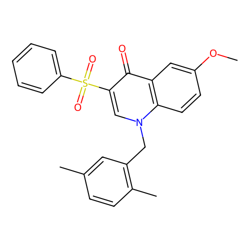 1-(2,5-dimethylbenzyl)-6-methoxy-3-(phenylsulfonyl)quinolin-4(1H)-one structure