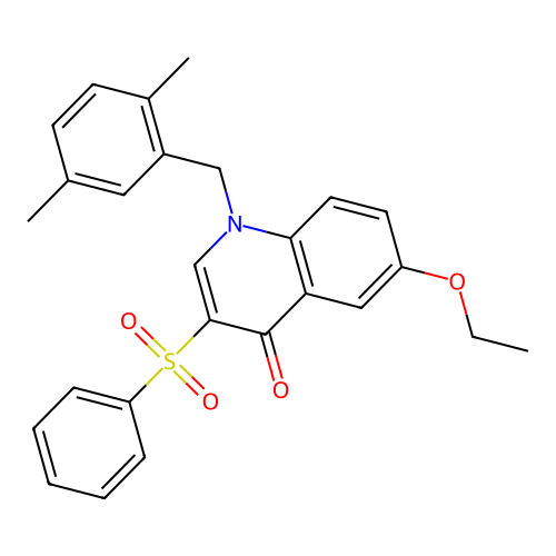 1-(2,5-dimethylbenzyl)-6-ethoxy-3-(phenylsulfonyl)quinolin-4(1H)-one structure