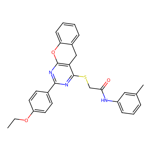 2-{[2-(4-ethoxyphenyl)-5H-chromeno[2,3-d]pyrimidin-4-yl]sulfanyl}-N-(3-methylphenyl)acetamide structure