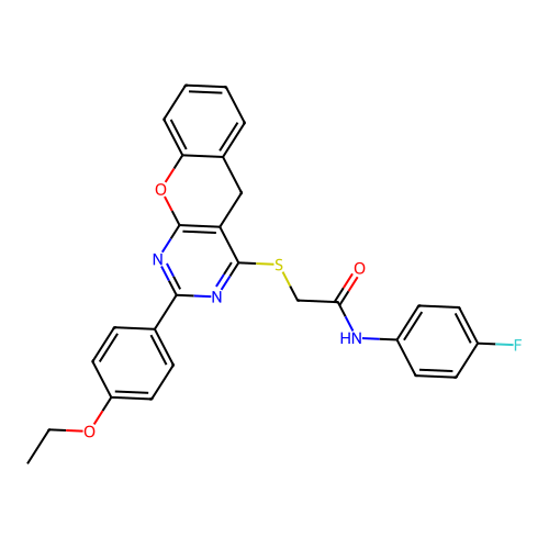2-{[2-(4-ETHOXYPHENYL)-5H-CHROMENO[2,3-D]PYRIMIDIN-4-YL]SULFANYL}-N-(4-FLUOROPHENYL)ACETAMIDE structure