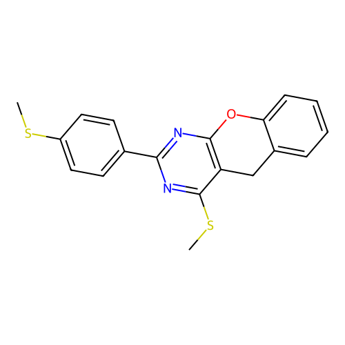 4-methylsulfanyl-2-(4-methylsulfanylphenyl)-5H-chromeno[2,3-d]pyrimidine structure