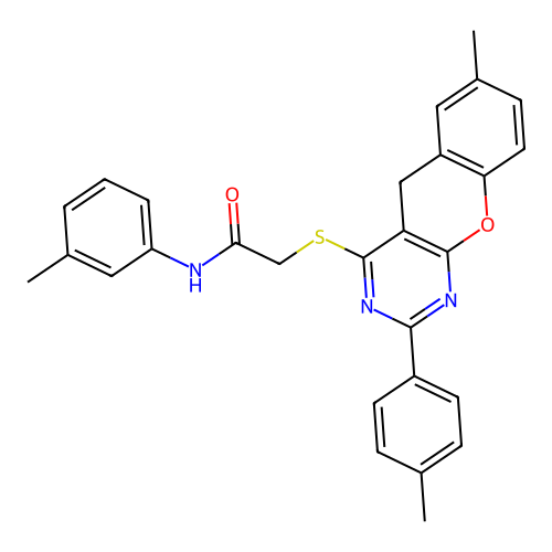 2-{[7-methyl-2-(4-methylphenyl)-5H-chromeno[2,3-d]pyrimidin-4-yl]sulfanyl}-N-(3-methylphenyl)acetamide structure