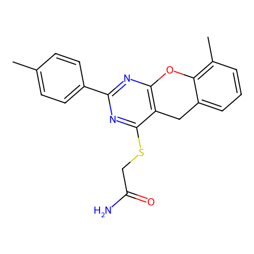 2-{[9-METHYL-2-(4-METHYLPHENYL)-5H-CHROMENO[2,3-D]PYRIMIDIN-4-YL]SULFANYL}ACETAMIDE structure