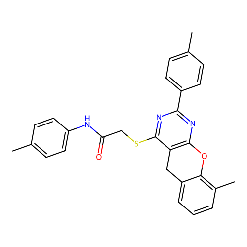 2-{[9-METHYL-2-(4-METHYLPHENYL)-5H-CHROMENO[2,3-D]PYRIMIDIN-4-YL]SULFANYL}-N-(4-METHYLPHENYL)ACETAMIDE structure