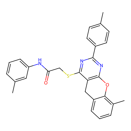 2-{[9-METHYL-2-(4-METHYLPHENYL)-5H-CHROMENO[2,3-D]PYRIMIDIN-4-YL]SULFANYL}-N-(3-METHYLPHENYL)ACETAMIDE structure