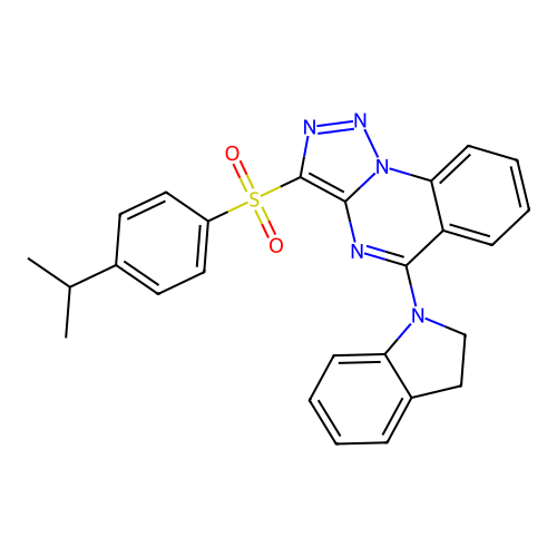 1-{3-[4-(propan-2-yl)benzenesulfonyl]-[1,2,3]triazolo[1,5-a]quinazolin-5-yl}-2,3-dihydro-1H-indole structure