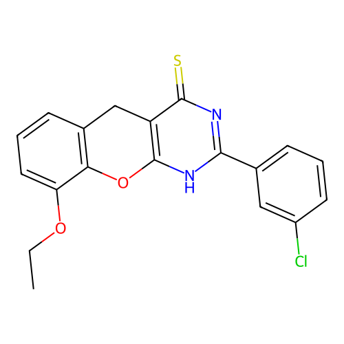 2-(3-Chlorophenyl)-9-ethoxy-1,5-dihydrochromeno[2,3-d]pyrimidine-4-thione structure