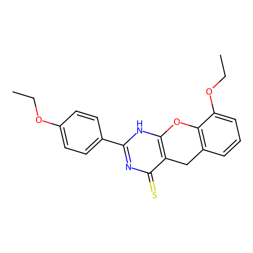 9-Ethoxy-2-(4-ethoxyphenyl)-1,5-dihydrochromeno[2,3-d]pyrimidine-4-thione structure