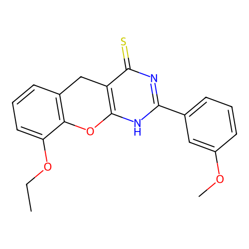 9-Ethoxy-2-(3-methoxyphenyl)-1,5-dihydrochromeno[2,3-d]pyrimidine-4-thione structure