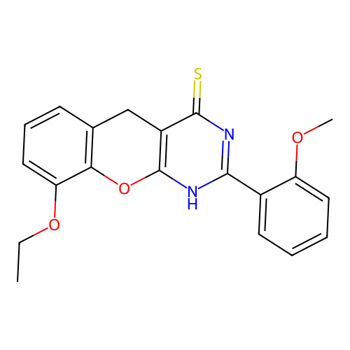 9-Ethoxy-2-(2-methoxyphenyl)-1,5-dihydrochromeno[2,3-d]pyrimidine-4-thione structure