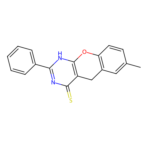 7-Methyl-2-phenyl-1,5-dihydrochromeno[2,3-d]pyrimidine-4-thione structure