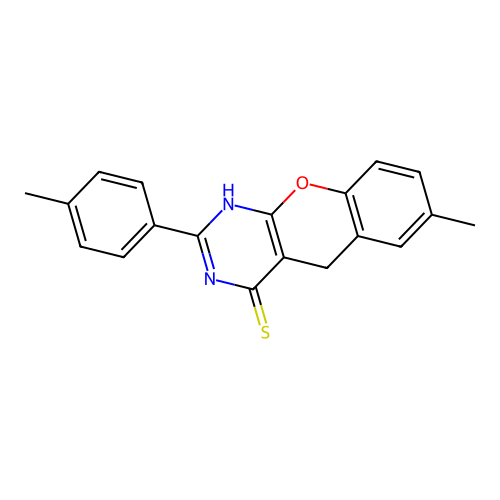 7-methyl-2-(p-tolyl)-3H-chromeno[2,3-d]pyrimidine-4(5H)-thione structure