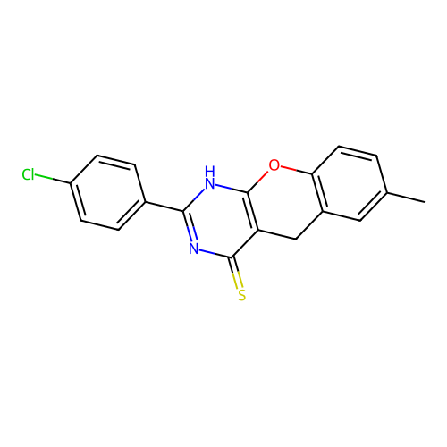 2-(4-chlorophenyl)-7-methyl-3H-chromeno[2,3-d]pyrimidine-4(5H)-thione structure