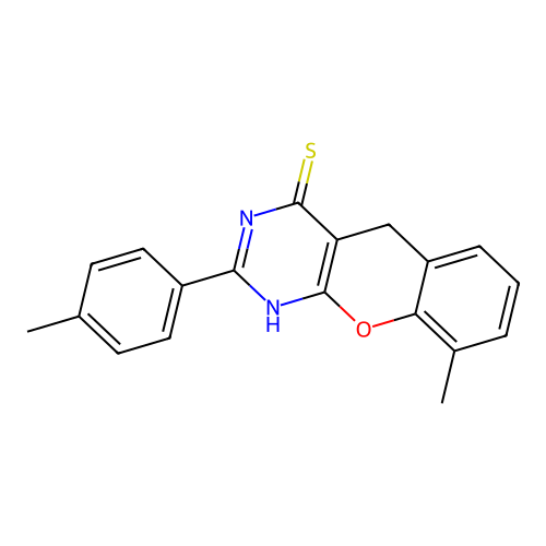 9-methyl-2-(p-tolyl)-3H-chromeno[2,3-d]pyrimidine-4(5H)-thione structure