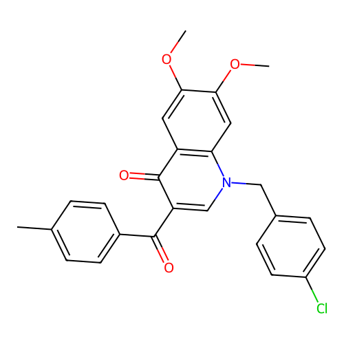 1-[(4-Chlorophenyl)methyl]-6,7-dimethoxy-3-(4-methylbenzoyl)quinolin-4-one structure
