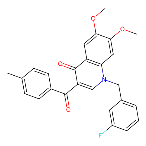 1-[(3-Fluorophenyl)methyl]-6,7-dimethoxy-3-(4-methylbenzoyl)quinolin-4-one structure