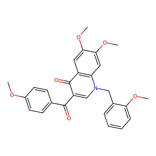 6,7-Dimethoxy-3-(4-methoxybenzoyl)-1-[(2-methoxyphenyl)methyl]quinolin-4-one structure