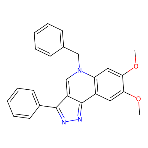 5-benzyl-7,8-dimethoxy-3-phenyl-5H-pyrazolo[4,3-c]quinoline structure