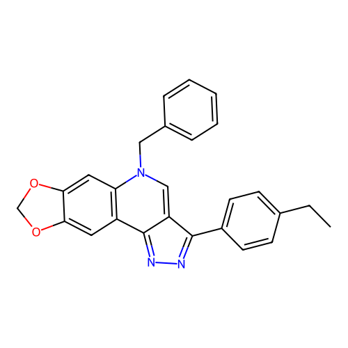 5-benzyl-3-(4-ethylphenyl)-5H-[1,3]dioxolo[4,5-g]pyrazolo[4,3-c]quinoline structure