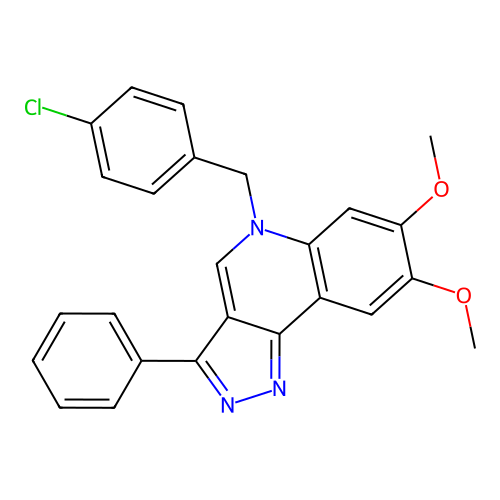 5-[(4-Chlorophenyl)methyl]-7,8-dimethoxy-3-phenylpyrazolo[4,3-c]quinoline structure