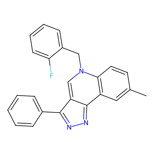 5-(2-fluorobenzyl)-8-methyl-3-phenyl-5H-pyrazolo[4,3-c]quinoline structure