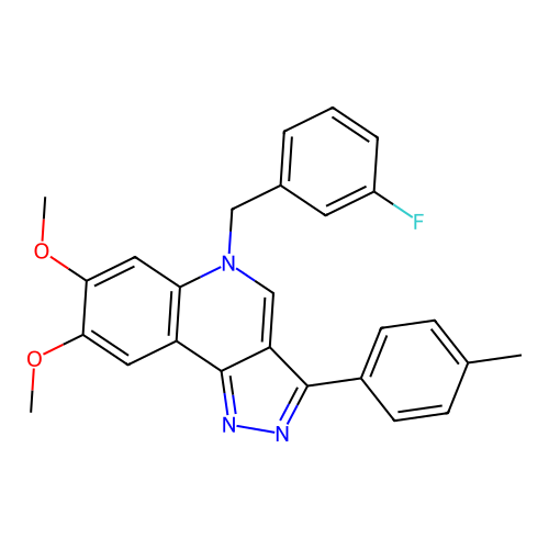 5-(3-fluorobenzyl)-7,8-dimethoxy-3-(p-tolyl)-5H-pyrazolo[4,3-c]quinoline structure