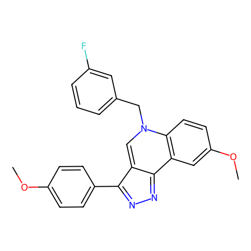 5-[(3-Fluorophenyl)methyl]-8-methoxy-3-(4-methoxyphenyl)pyrazolo[4,3-c]quinoline structure