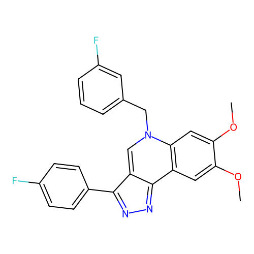 3-(4-fluorophenyl)-5-[(3-fluorophenyl)methyl]-7,8-dimethoxy-5H-pyrazolo[4,3-c]quinoline structure