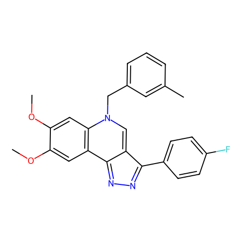 3-(4-fluorophenyl)-7,8-dimethoxy-5-[(3-methylphenyl)methyl]-5H-pyrazolo[4,3-c]quinoline structure