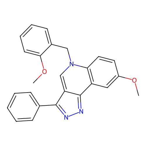 8-Methoxy-5-[(2-methoxyphenyl)methyl]-3-phenylpyrazolo[4,3-c]quinoline structure