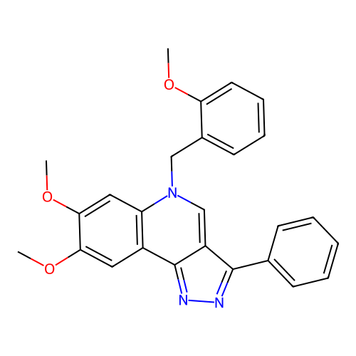 7,8-dimethoxy-5-(2-methoxybenzyl)-3-phenyl-5H-pyrazolo[4,3-c]quinoline structure